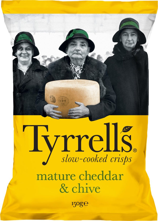 Tyrrells mature cheddar chive - chips - 8 x 150 gram