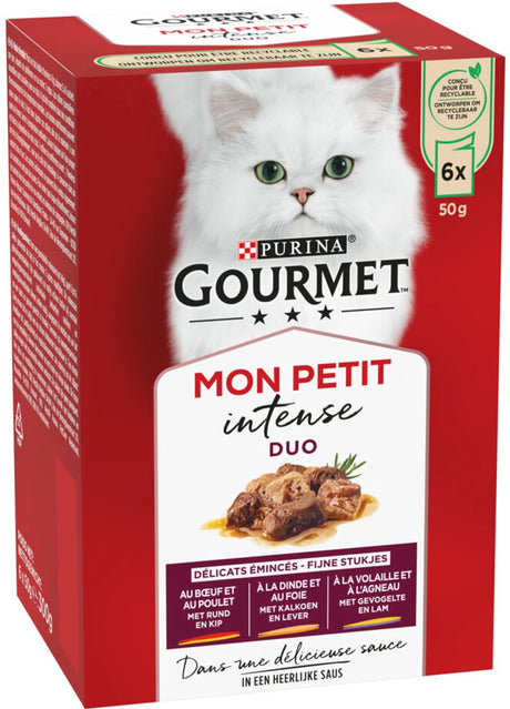 Gourmet Mon Petit Intense – Nassfutter für Katzen – Duo-Fleisch – 48 x 50 g
