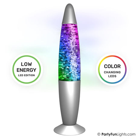 Partyfunlights - Glitzerlampe Multi-Color LED - energieeffiziente Technologie - wechselt die Farbe - Höhe 34cm - inkl. Adapter