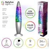 Partyfunlights - Glitzerlampe Multi-Color LED - energieeffiziente Technologie - wechselt die Farbe - Höhe 34cm - inkl. Adapter