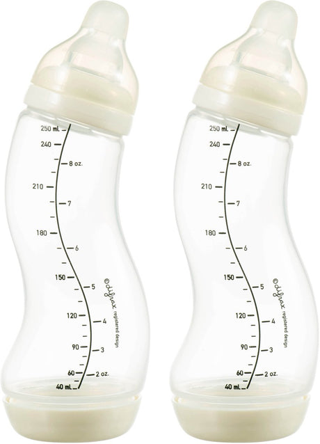 Difrax Babyflasche Natural – 250 ml – Creme – 2 Stück – S-Flasche – Anti-Kolik