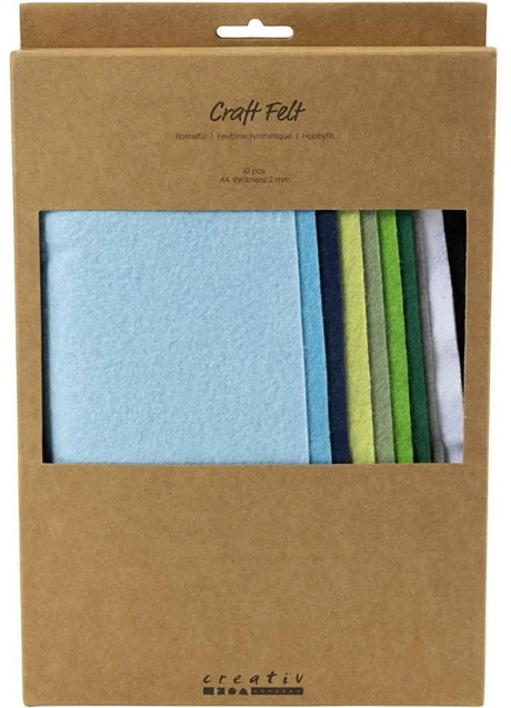Creativ Company Hobbyfilz A4 Stärke 2mm Blaue und grüne Harmonie - 10 Stk.