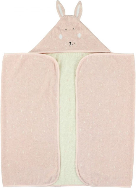 Trixie badcape - mrs. rabbit - 70x130cm - 100% biologisch katoen - hooded towel - handig formaat