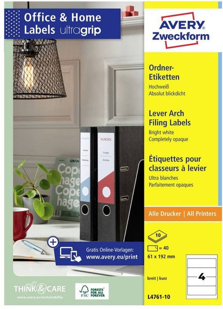 Rückenetiketten Avery L4761-10 61 x 192