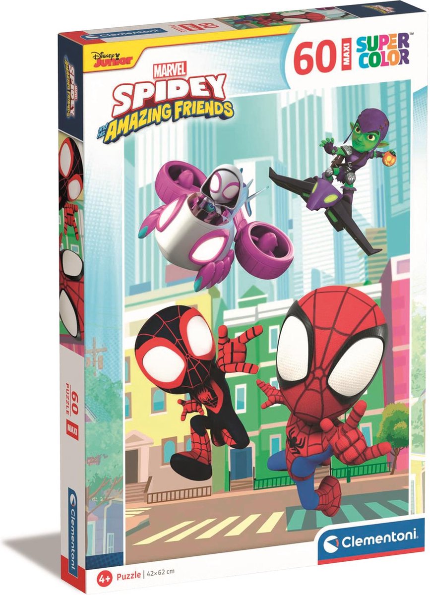 Clementoni – Puzzle – 60 Maxi-Teile – Marvel Spider-Man und seine wunderbaren Freunde – Kinderpuzzle – ab 4 Jahren