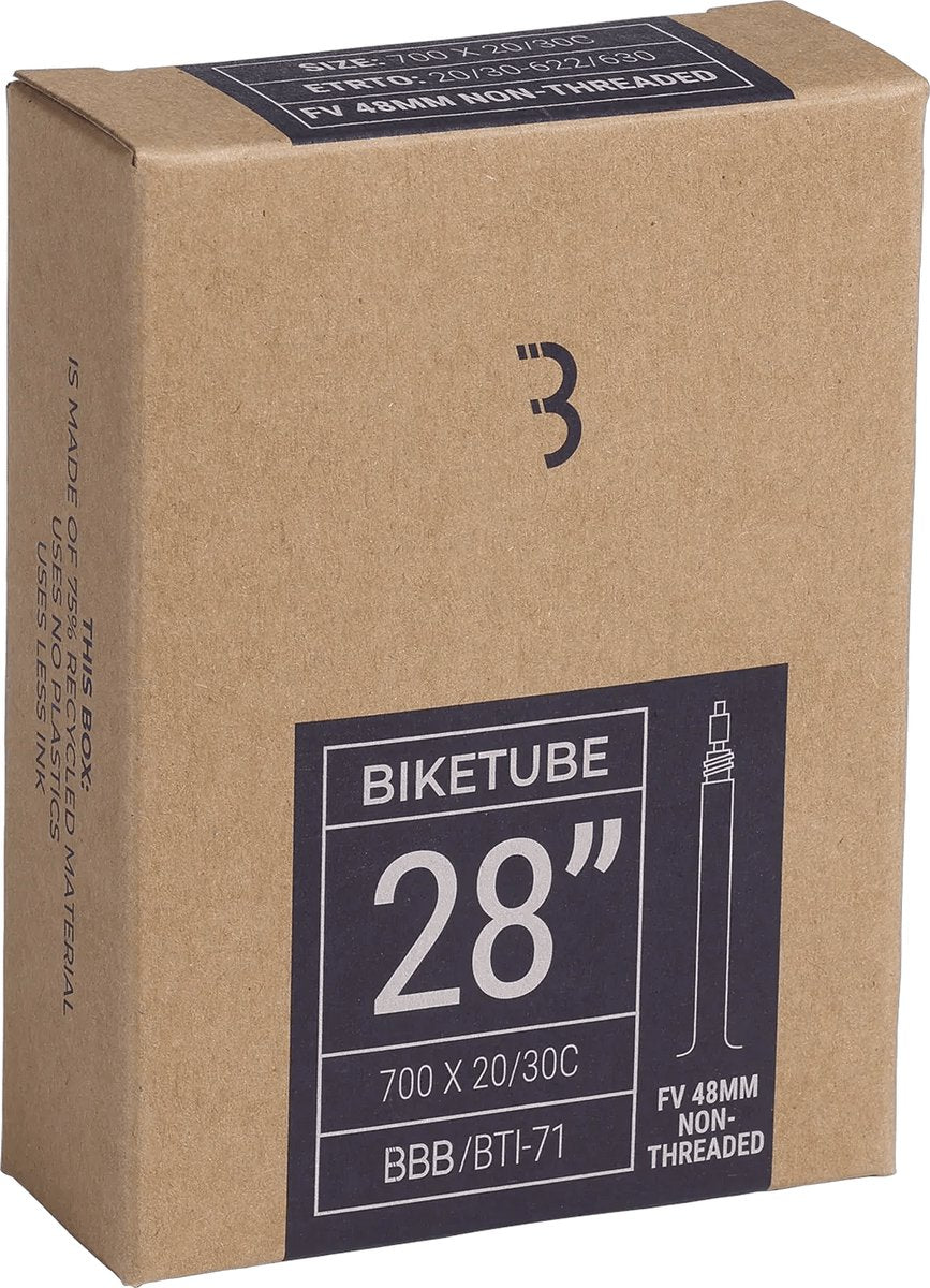 Bbb cycling binnenband racefiets gravelbike 28 inch - presta frans ventiel 48 mm - geschikt voor bandenmaat: 20 28-622 630 - fietsband biketube - bti-71