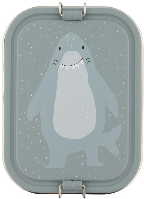 Trixie brooddoos groot - mr. shark - rsv lunchbox voor kinderen - makkelijk te openen broodtrommel - 2 vakken - grijs - haai
