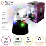 Partyfun Lichter Tischlampe Mini Spiegel Disco LED rotieren