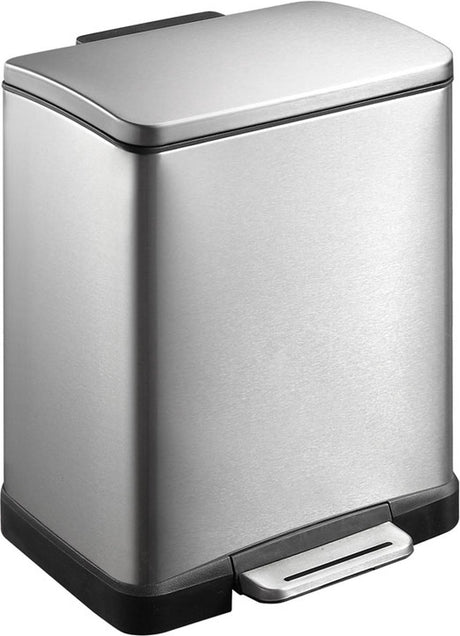 Eko - e-cube Recycling Treteimer 10+9 Liter - Edelstahl Kunststoff - Edelstahl matt - Abfalleimer