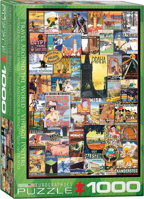 Eurographics – Reise um die Welt Vintage-Poster [Reise um die Welt Vintage-Poster] – 1000 Teile 48 x 68 cm (B x H) – Puzzle