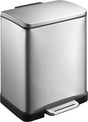 Eko - e-cube recycling pedaalemmer 10+9 liter - stainless steel plastic - mat rvs - prullenbak