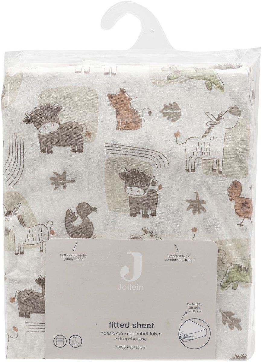 Jollein hoeslaken wieg - 40 50x80 90cm - jersey - barn buddies