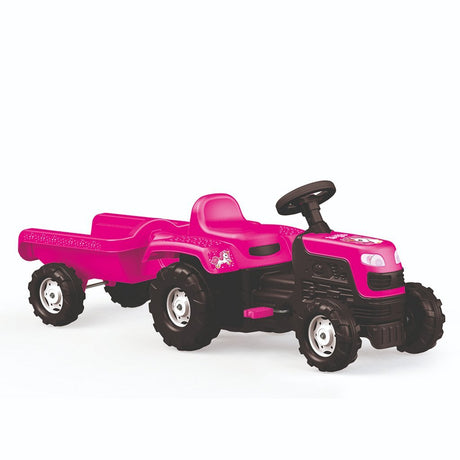Dolu Einhorn Trettraktor mit Anhänger rosa schwarz
