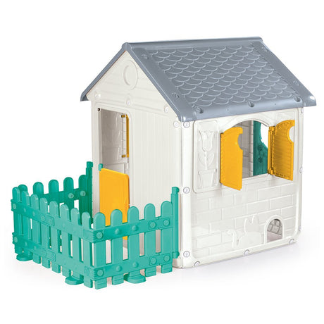 Dolu Spielhaus 122,5x104x156 cm + Sound weiß grün grau gelb