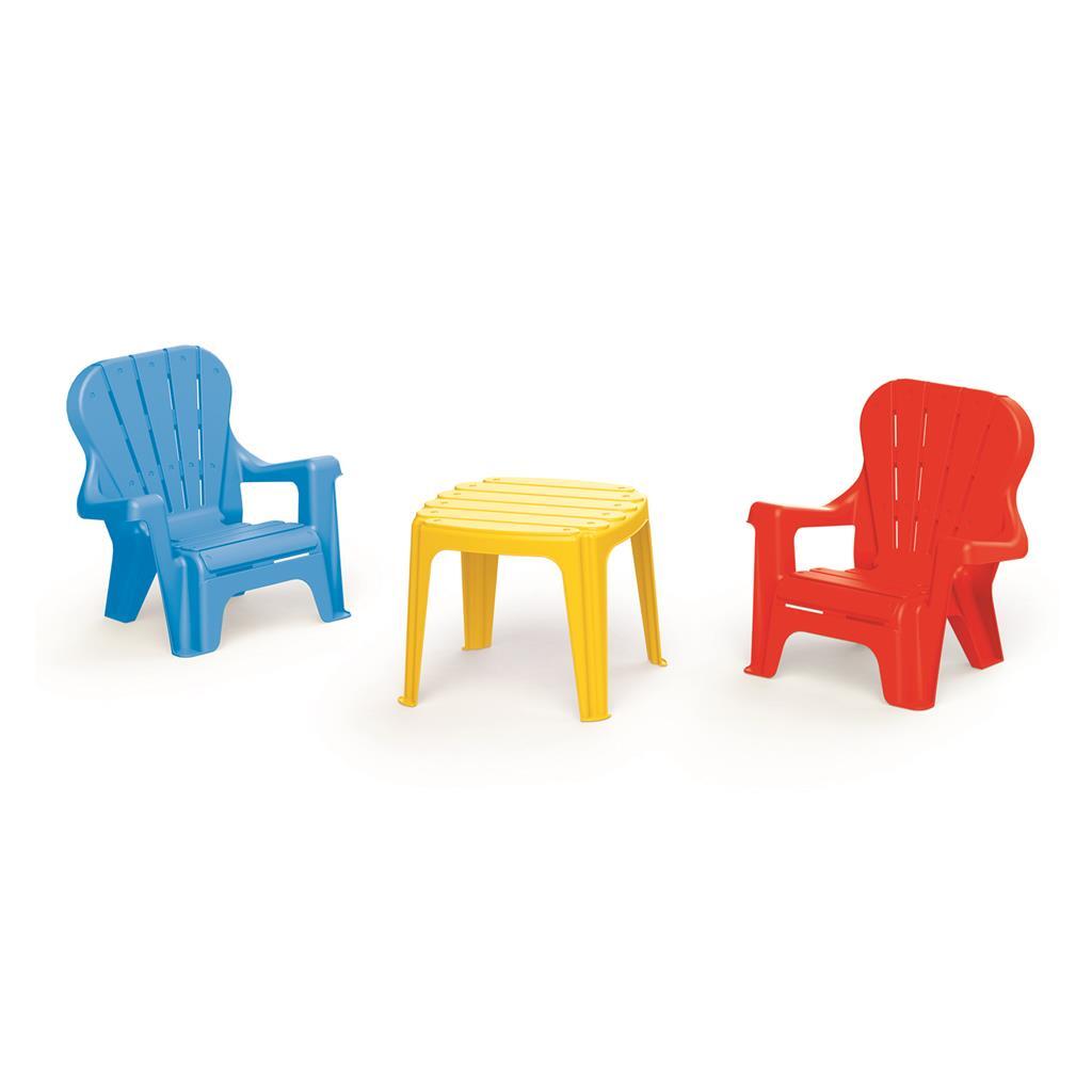 Dolu Tisch mit 2 Stühlen blau rot gelb