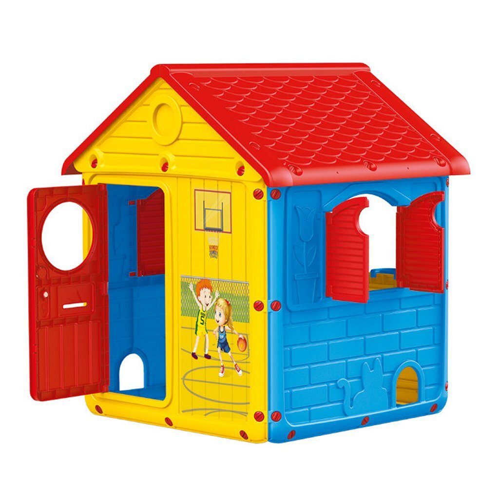 Dolu Dolu Spielhaus 132x104x104 cm Rot Gelb Blau