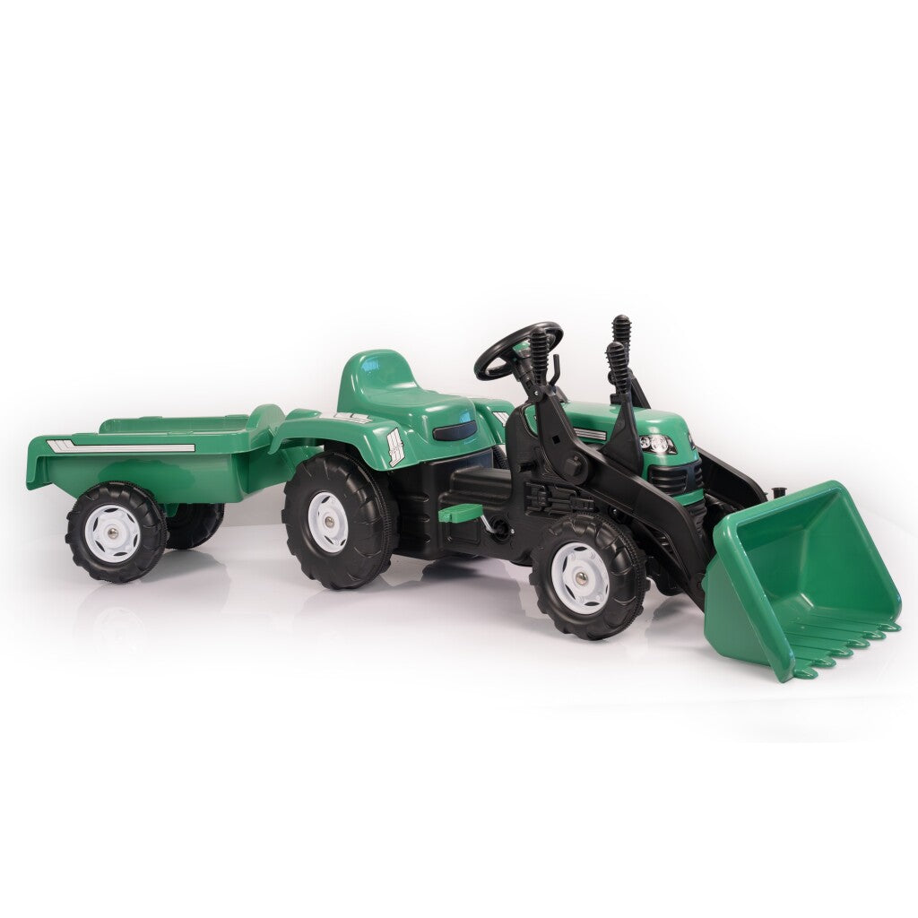 Dolu Pedal Traktor Bagger + Anhängergrün