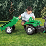 Dolu Pedal Traktor Bagger + Anhängergrün