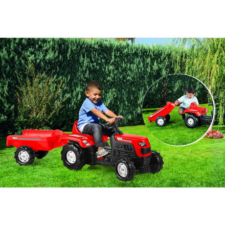 Dolu Trettraktor mit Anhängerhupe rot schwarz