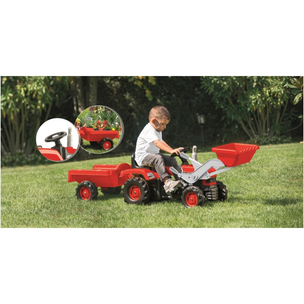Dolu Steptractor mit Trailer und Ladegerät Red Black