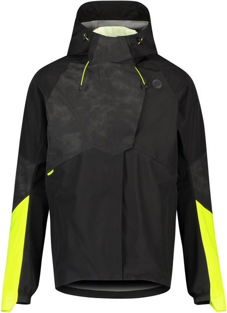 Agu commuter - regenjas - heren - m - zwart - poray 10.000 - hi-vis neon - reflecterende mistprint - waterdicht - winddicht m
