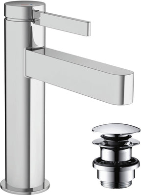 Hansgrohe finoris – Waschtisch-Mischbatterie – Einhebelbedienung – Kaltstart energiesparend – mit Ablassschraube – 110 mm – Chrom