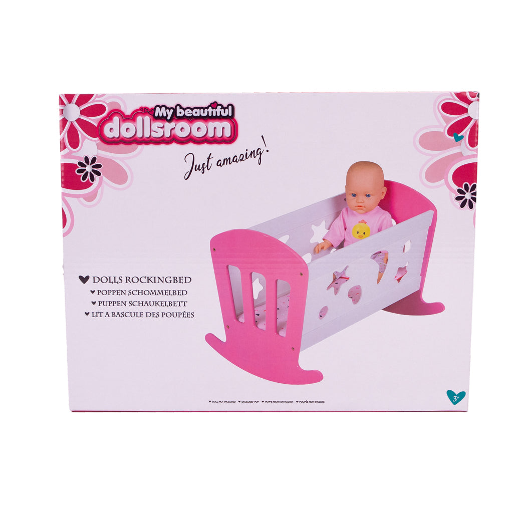 Mein schönes Puppenzimmer mein schönes Puppenzimmer Puppenbett aus Holz 49x37x35 cm rosa weiß