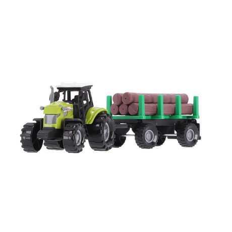 Andere Marken von Traktor + Anhänger mit Baumstämmen + Licht und Ton