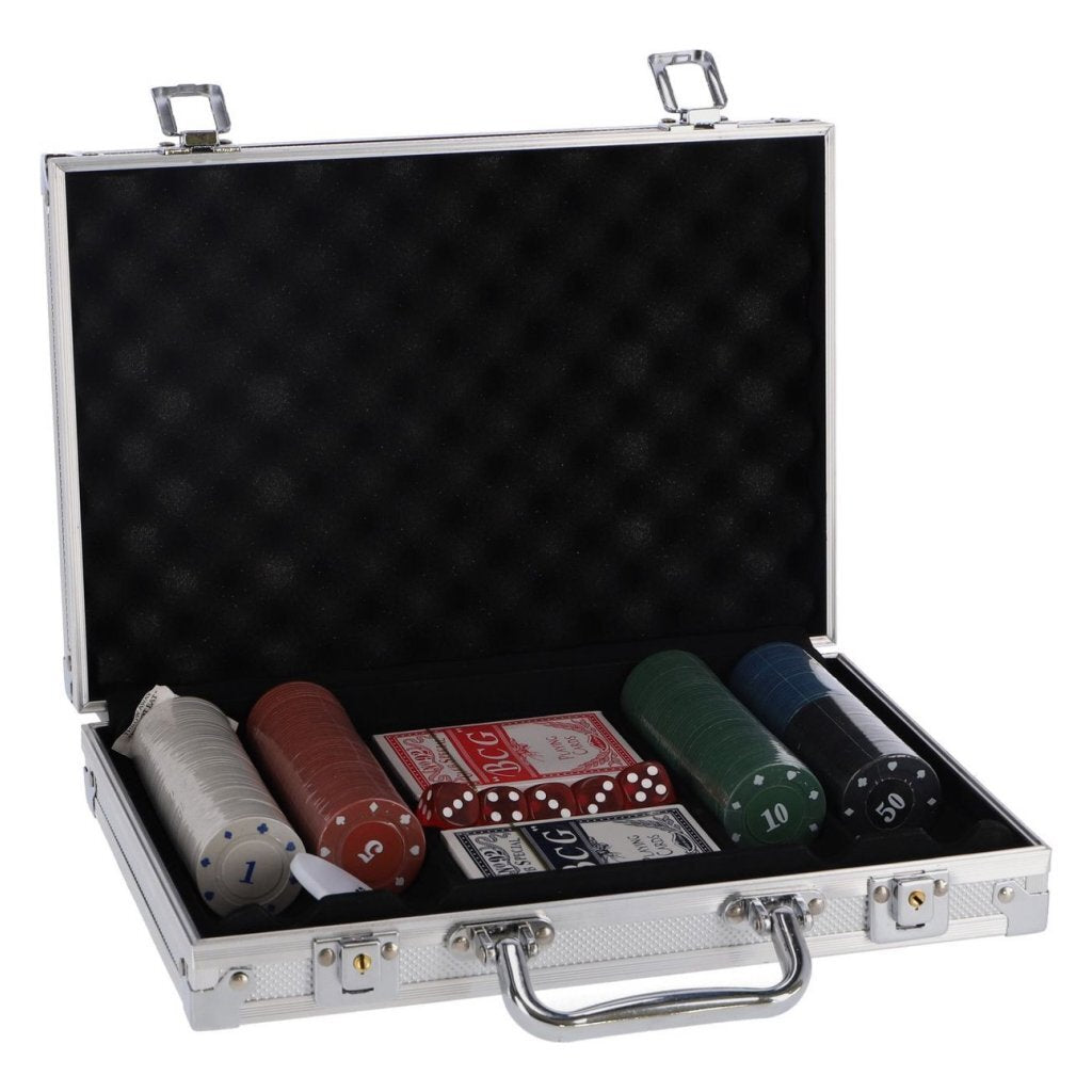 Osa Private Label Pokerset im Koffer 200 Stück mit 2 Decks Spielkarten und Chips