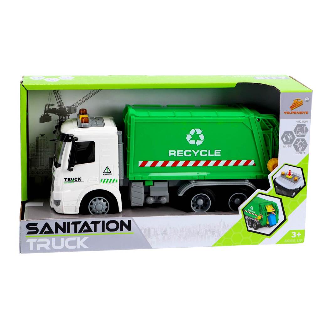 Andere Marken recyceln Müllwagen 30 cm + Licht und Ton grün weiß
