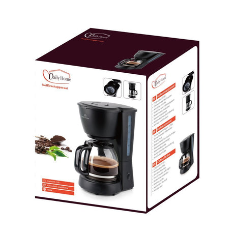 Tägliche Kaffeemaschine für zu Hause, 1,25 l, schwarz