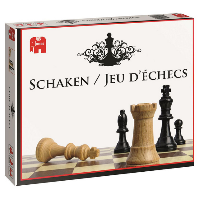 Jumbo-Schach 1 Pappbrett (30x30cm) mit 32 Holzfiguren.
