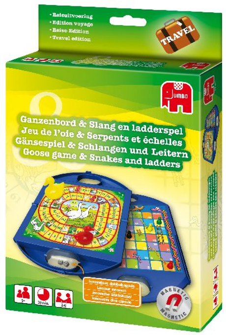 Jumbo-Reisespiele, Gänsebrett, Schlangen und Leitern, Reisen