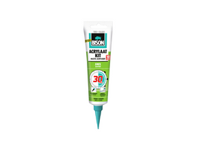 Bison Acryl-Dichtstoff schnell 30 Minuten Tube 150 ml – Dichtstoff zum Abdichten von Fugen, Nähten, Rissen und Rissen, überstreichbar, sauber zuschneidbar