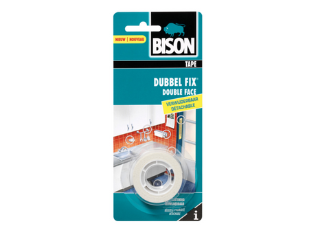 Bison Doublefix Montageband ablösbar 1,5 Meter x 19 mm – für den Innenbereich – doppelseitiges Klebeband, extra leistungsstark, alternativ Bohrschrauben, rückstandsfrei entfernbar