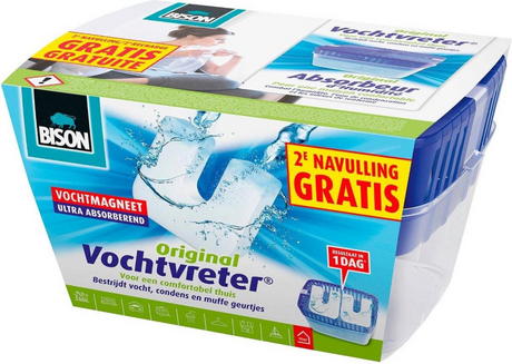 Bison Moisture Absorber® Neutral 900g + 2 extra Nachfüllmagnete, inkl. Feuchtigkeitsmagnet, Ergebnisse innerhalb von 24 Stunden, kein Strom erforderlich, für alle Wohnbereiche, Wohnmobile, Wohnwagen, innerhalb von 1 Minute einsetzbar