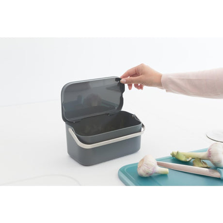 Brabantia Waschbecken-Abfallbehälter für die Arbeitsplatte – 1,8 Liter – Dunkelgrau