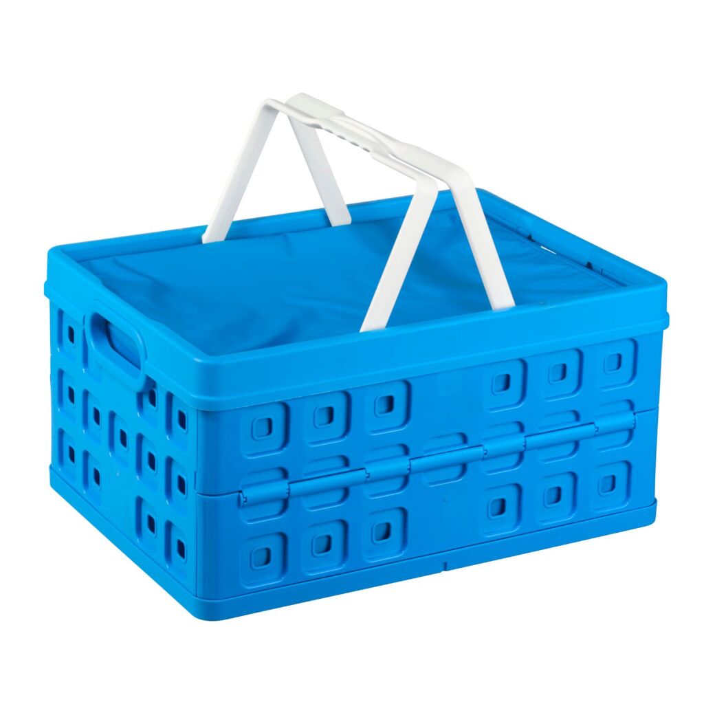 Sunware quadratische Faltkiste mit Kühltasche und Griff 32 l blau