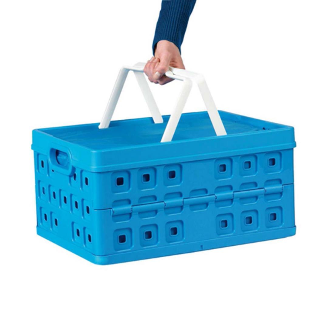 Sunware quadratische Faltkiste mit Kühltasche und Griff 32 l blau