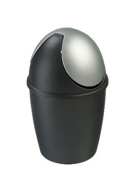 Sunware Tiglio Tischabfallbehälter mit Schwingdeckel, 1,5 Liter, schwarz, Durchmesser 14 x 22 cm