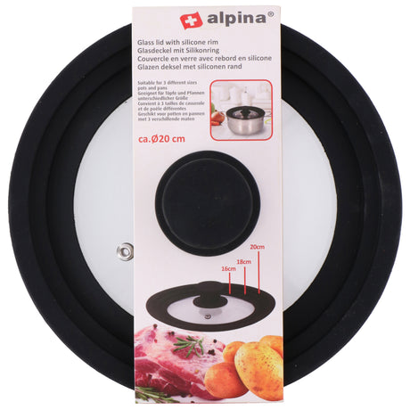 Alpina Glasdeckel mit Silikonrand 16 18 20 cm