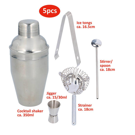 Alpina Cocktail-Set – Cocktail-Shaker – in Geschenkbox – 5-teilig – Edelstahl