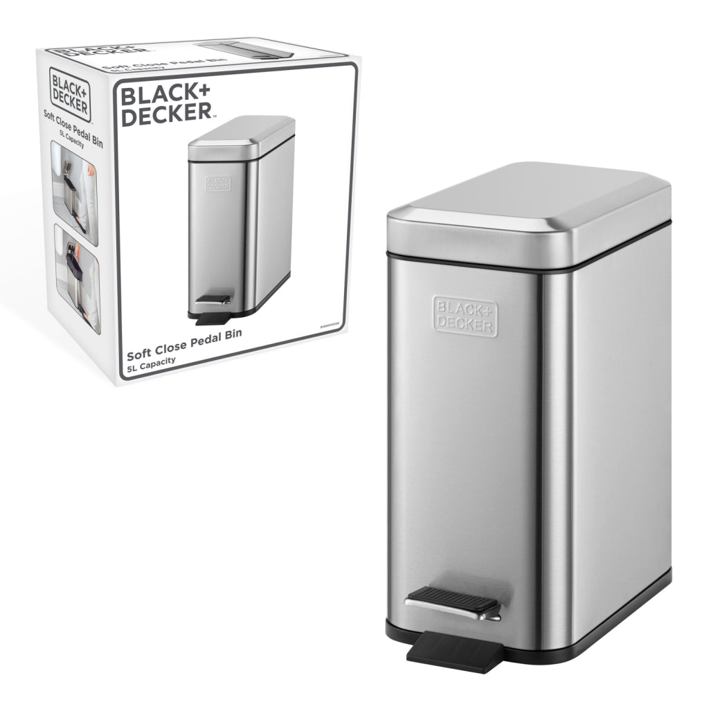 Black Decker Treteimer 5l Edelstahl schwarz