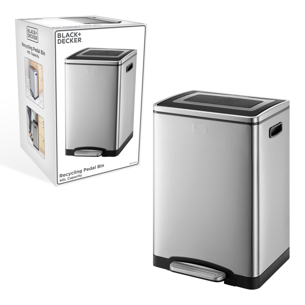 Black Decker Black Decker Treteimer 2x20l Silber Schwarz