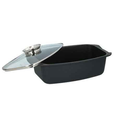 Alpina Bräter mit Glasdeckel 5,5l 39,5x22,5x10,8 cm schwarz