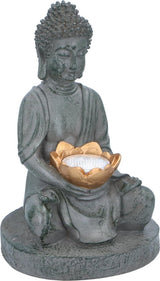 Grundig Grundig Buddha-Statue mit Solarlampe LED An-Aus-Knopf Brenndauer 6-8 Stunden 17x16x27cm
