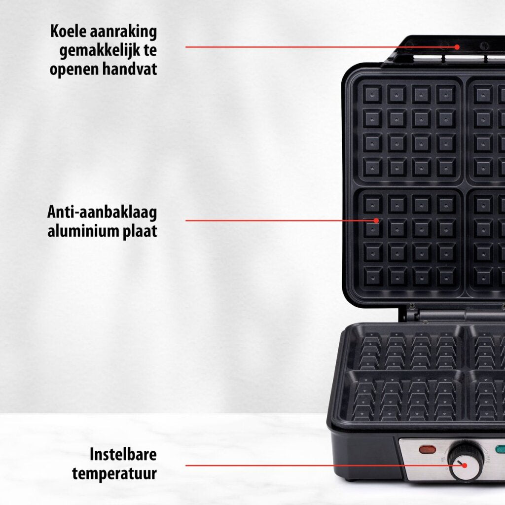 Alpina Waffeleisen Brüsseler Waffeln Antihaftbeschichtung 4 Waffeln 1200 W