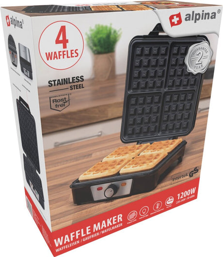 Alpina Waffeleisen Brüsseler Waffeln Antihaftbeschichtung 4 Waffeln 1200 W