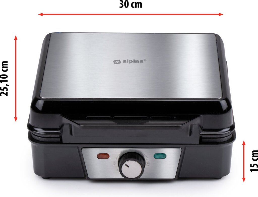 Alpina Waffeleisen Brüsseler Waffeln Antihaftbeschichtung 4 Waffeln 1200 W