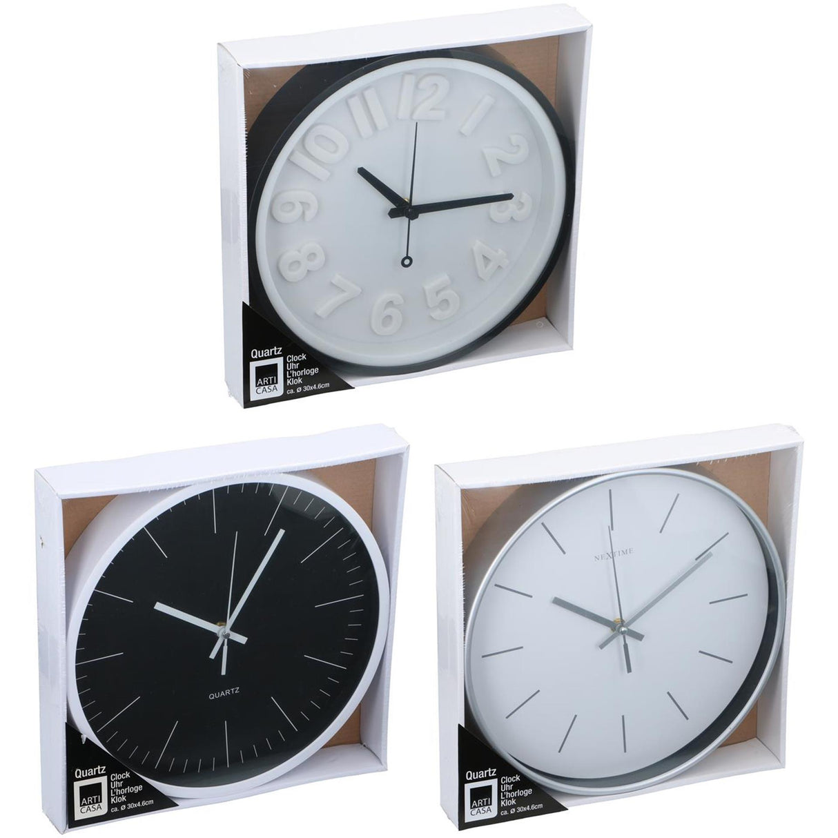 Wanduhr Durchmesser 30 cm aus Kunststoff